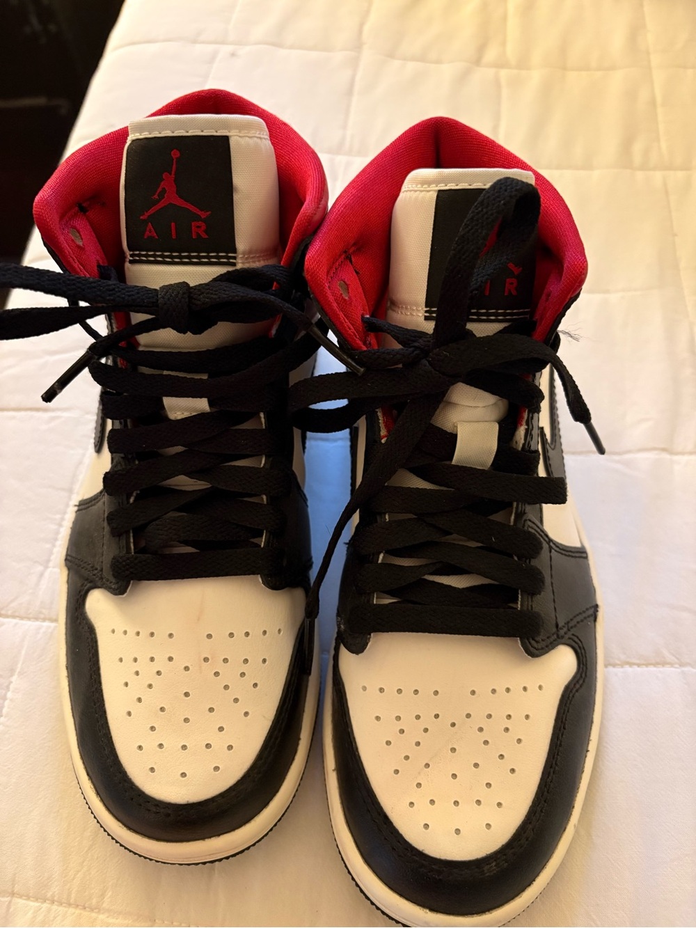 Nike Air Jordan Mid-Top Sneakers - White/Black/Red (Never Worn)